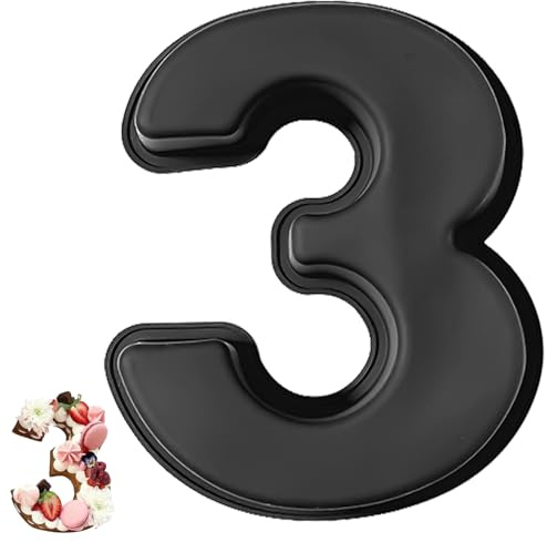 YXHZVON Stampo Torta Numero 3, Stampi per Torte Digitali in Silicone, Grande Stampo per 3D Torta, Stampi con Forme Particolari per Compleanno Matrimonio Feste