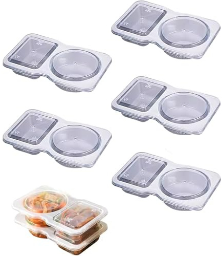 Kouamor 5pcs Snack Pots, Snack Packs Reusable, Double Compartment Snack Pot, Snack Box with Compartments, Snack Containers, Reusable Snack Pots, Mini Snack Containers with Lids for Meal Prep (5 pcs)