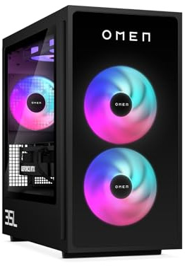 HP Omen GT16-0274ng 35L Gaming Desktop PC, AMD Ryzen 7 8700F, 32 GB DDR5-SDRAM, 1 TB SSD, NVIDIA GeForce RTX 5070, Tower PC, Windows 11 Home, Schwarzes Metall mit Glas Blende