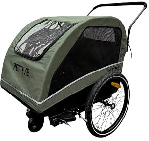 Fahrradanhänger Hunde bis 40KG und Hundebuggy Active ONE 2in1 Hundeanhänger Gefedert für Fahrrad