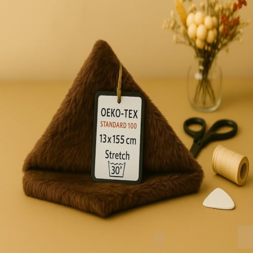 StoffBook dunkelcamel Kunstfell Stoff, Fellborte, Fellreste zum Basteln, Teddyplüsch, Fellbordüre für DIY, Nähprojekte, Bastelarbeiten, Teddystoff, Fellstreifen, Plüschstoff, Fell Nähen, d534