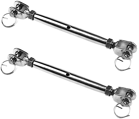 Homoyoyo 2pcs Stainless Steel Closed Body Turnbuckle Tightener for Wire Rope Heavy-Duty Jaw Eye Cable Tightener Suitable for Sailing and Industrial Applications