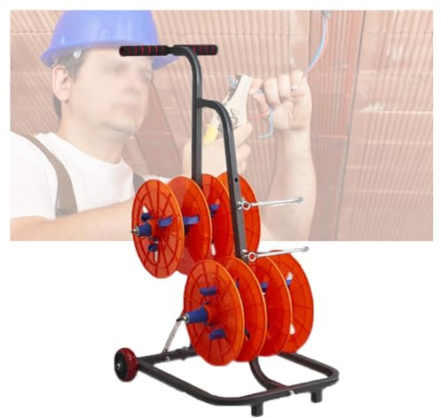 Wheeled Spool Holder Portable Cable Reel Heavy Duty Spool Holder, Spool Dispenser for Wire Storage and Electrical Industry(4-volumes)