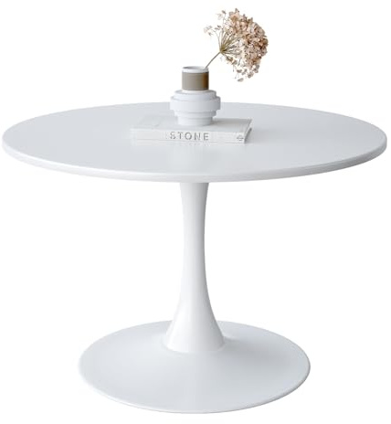 IGTOPS Moderno tavolo rotondo per pranzo, semplice per il tempo libero, 2-4 posti, per cucina, sala da pranzo e soggiorno (bianco, 80 cm)