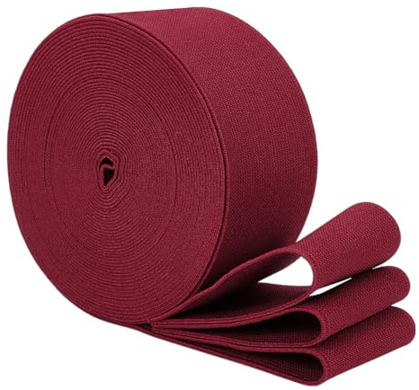 BENECREAT Bande Élastique de 8 m pour la Couture Cordon Élastique Plat de 5cm de Large Sangles Extensibles Tressées pour Ceintures Pantalons Vêtements Bricolage (Rouge Foncé)
