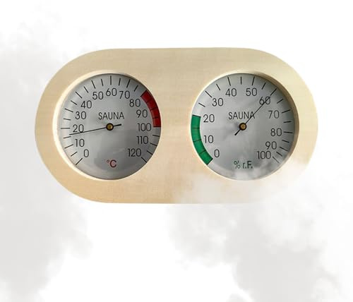 Monitoraggio 'umidità della temperatura – Sauna – Visualizzazione della temperatura 'aria | Termometro da sauna igrometro 2 N 1 | Misuratore portatile in legno esattamente facile da leggere