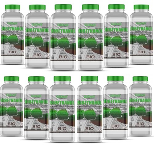 GiDeli Bioetanol 12 x 1 l Bosque Fragancia 96,6% etanol para interior y exterior, sin humo ni hollín, de maíz y remolacha azucarera