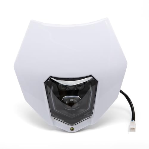 APEBAZY Universal LED Motorrad Scheinwerfer mit Verkleidung Maske E24 Geprüft Für EXC250 SX250 SXF250 EXC450 SX350 SXF450 EXC525 640LC4 Dirt Bike ATV Scooter (Weiß)