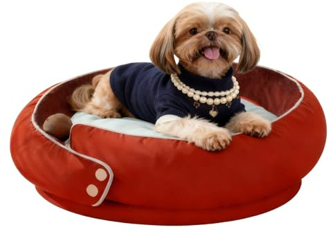 LELEFIDO Rundes orthopädisches Hundebett, mittleres Haustierbett mit stützender Schaumstoffpolsterung, weiches und gemütliches Kissen zur Linderung von Angst, Abnehmbarer und waschbarer Bezug