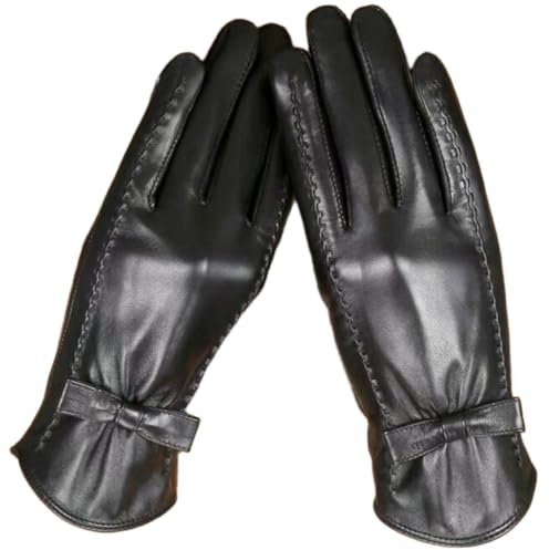 YISENJEE Handschuhe Winter Damen Damen Winterkleid Aus Kunstfell, Winddicht, Mit Fleece Gefüttert, Warm, Touchscreen-Kompatibel, Modisch, Dünne Doppelschleife