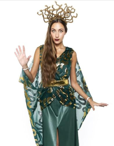 PARTILANDIA 2010 S.L. Disfraz de Medusa para Mujer, Disfraz Vestido Medusa Griega Ropa de Carnaval Fiesta (S)