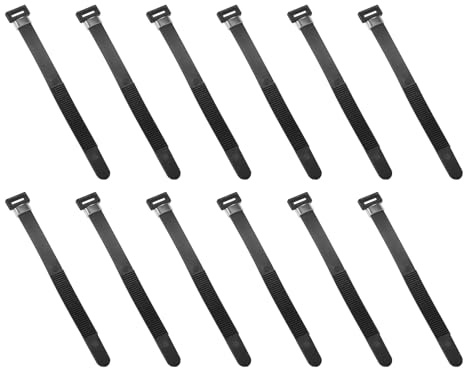 PATIKIL 130 x 10 mm återanvändbara buntband, 12 st justerbara sladdhanteringsband i plast organiseringsomslag och krok ögla kabelhantering för hörlurar telefonladdare dator hemmakontor