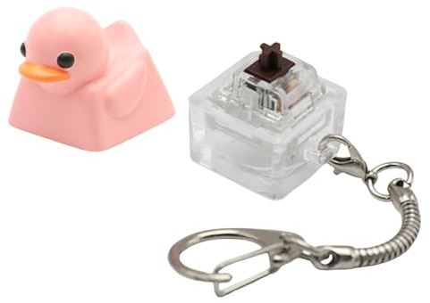 Pjeghbvop 3 Elastic Duck Keycap, Portable Sensory Toy for Keyboard Lovers, Stress Relief, Duck Keycaps Decoration with Keychain
