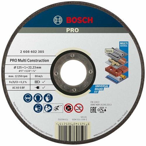 Bosch 1x Mola da taglio PRO Multi Construction, foro 22,23 mm | per Acciaio inossidabile, Metalli non ferrosi, Ø 125 mm, Professional Accessorio Smerigliatrice angolare piccola