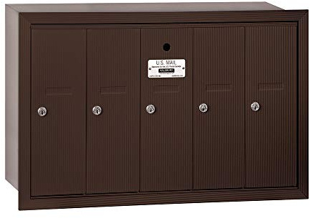 Salsbury Industries 3505ZRU Recessed Mounted Vertical Mailbox for use with USPS Lock, 5 Doors, Bronze