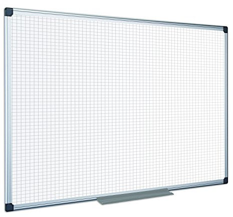 Bi-Office Maya Whiteboard mit leichtem Raster, Aluminiumrahmen, 120 x 90 cm, nicht magnetisch