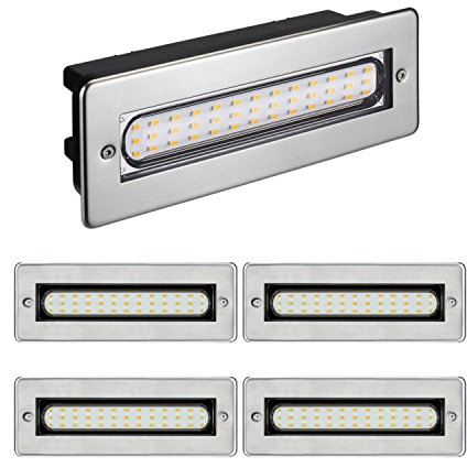 ledscom.de 5 LED luce per scale/apparecchio da incasso per interni ed esterni, angolare, acciaio inox, 198 x 61 mm, 2,2 W, 248lm, bianco caldo
