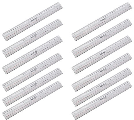 Westcott E-10112 00-I Schneidelineal Aluminium, 30 cm, 12 Stück, silber