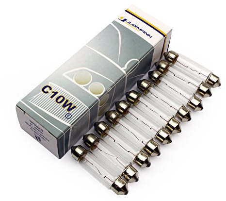 C10W - 10 Stück-Set - KFZ Beleuchtung * WERKSTATTWARE * vom Jurmann Trade GmbH ® Glassockel Halogen 12V Autolampen (10x C10W)