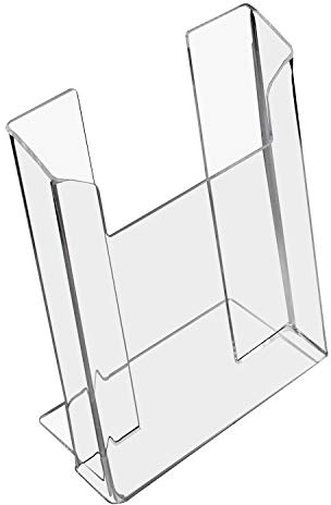 HMF 46961 Acryl Prospekthalter | DIN A5 Hochformat | 16 x 19,5 x 9 cm | Glasklar