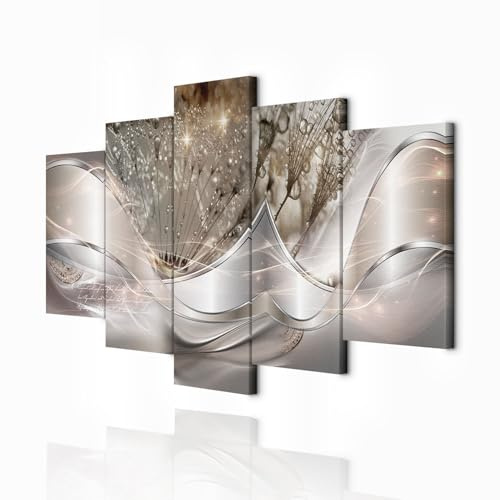 decomonkey Wandbilder Abstrakt Pusteblume 100x50 cm 5 Teilig Leinwandbilder | Bild auf Leinwand, Kunstdruck, Wanddeko, Wohnzimmer, Wanddekoration, Blumen