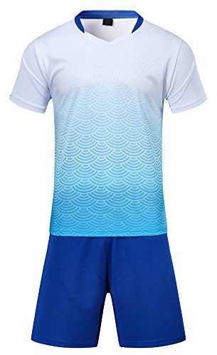 BOZEVON Barnpojkar fotbollströjor förälder-barnutrustning för män sport träningströjor jersey och byxor, Vitt, EU M=Tag L, Erwachsene(165-170CM)