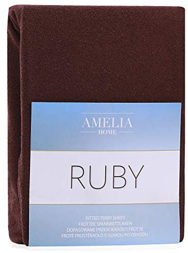 AmeliaHome Spannbettlaken 160x200-180x200 cm Frottee Baumwolle Spannbetttuch, braun