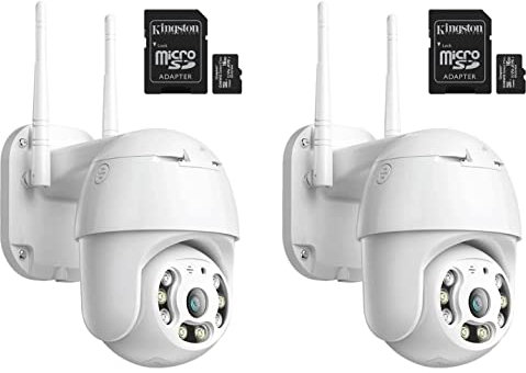 081 Store - 2X TELECAMERA IP CAM WIFI CAMERA DOME WIRELESS ESTERNO SPEED ZOOM MICRO SD 4MM PTZ ATTACCO CAVO RJ APP ICSEE + 2 SCHEDE SD 16BG