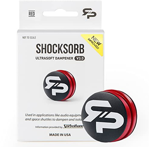 RTP Tennis Racket Vibration Dampener - ShockSorb Red Ultrasoft V3 The Only Dampener Made for Pain Relief - Handcrafted with Patented Material Sorbothane Made in USA - 1 Pack Limited Warranty