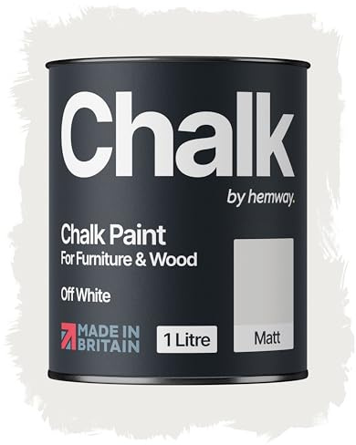 Hemway Chalk Paint Off White 1L, Matt Finish Shabby Chic | Furniture Paint, Chalk Furniture & Walls, Quick Dry & 1 Coat
