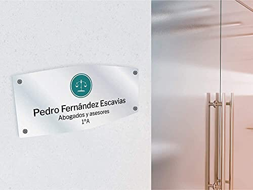 Oedim Placas Personalizadas Rotuladas Fabricadas en metacrilato, 29,7x14cm, Forma Panorámica, Resistente y Económico, Incluye 4 embellecedores
