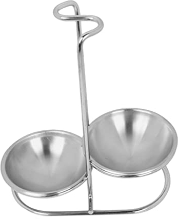Luxshiny Stainless Steel Double Spoon Rest with Tray, Vertical Soup Ladle and Colander Holder for Kitchen Countertops, Easy to Clean and Dishwasher Safe