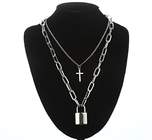 ZXCL Lock Chain Necklace With A Padlock Pendants For Women Men Punk Jewelry On The Neck Accessories
