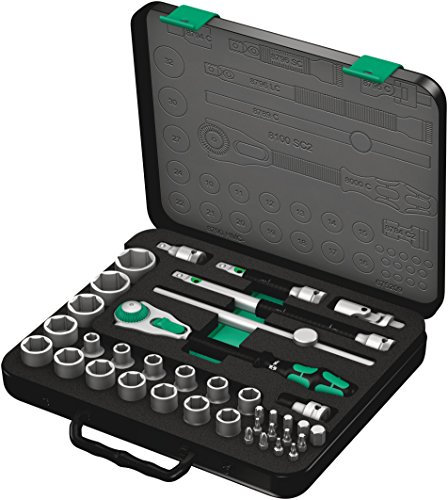 Wera 1/2 Zoll Steckschlüssel- und Bitsatz Vierkant verchromt 37-teilig 10 → 14mm