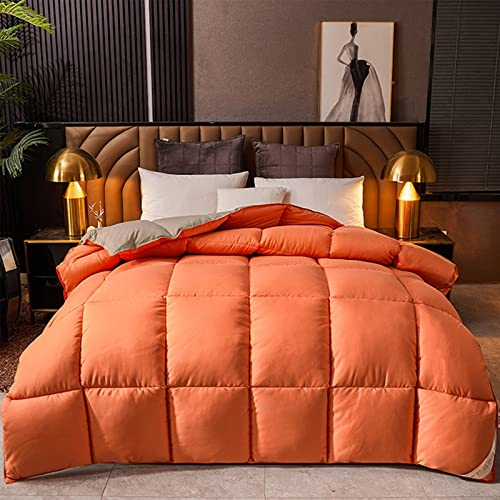 UVCMDUI Bettdecke, Super Weiche Federbett, Atmungsaktive Duvet, Weiche Warm 4 Jahreszeiten Bettdecke, Ganzjahresdecke Wende-Steppdecke,Orange,180 * 220cm