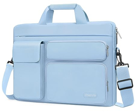 MOSISO Laptoptasche 16 Zoll, 15-15,6 Zoll Laptop Schultertasche Robust | Wasserabweisend, Stoßfest Umhängetasche mit Mehrere Fächer&Gürtel Kompatibel mit MacBook Pro 16, HP Dell Lenovo, Luft Blau