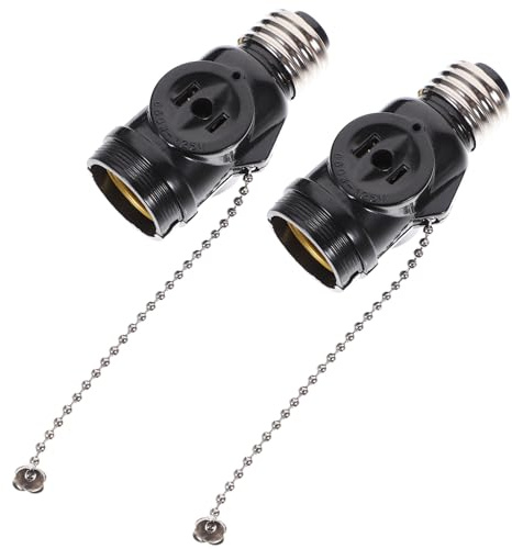OSALADI 2pcs Pendant Light Plug in Decorative Light Bulbs Desktop Stand E27 Bulb Holder Lamp Bases Adapter Pendant Lamp Socket Splitter Drawstring Zipper Two Outlet Lamp Bases Screw Socket