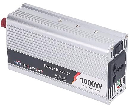 Inversor de Onda Sinusoidal Pura de 1000 W, Convertidor de 12 V CC a 220‑230 V CA para Vehículos Recreativos, Hogar, Vehículos, Barcos, Adaptador de Coche con Salidas de CA,