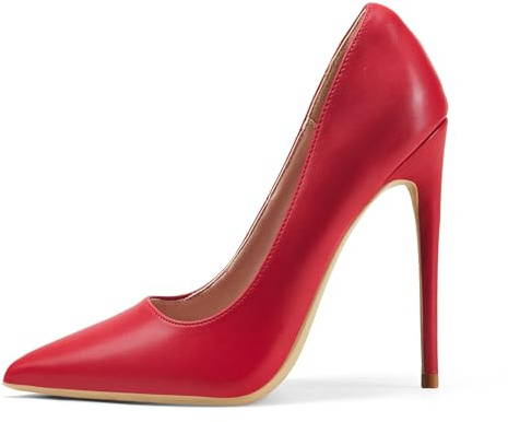 Zhabtuc Zapatos de tacón alto para mujer, sexy, puntiagudos, sin cordones, para fiesta, graduación, boda, tacones de 12 cm