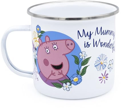 Robert Frederick Peppa Pig Enamel Mug - Best Mummy Design, White