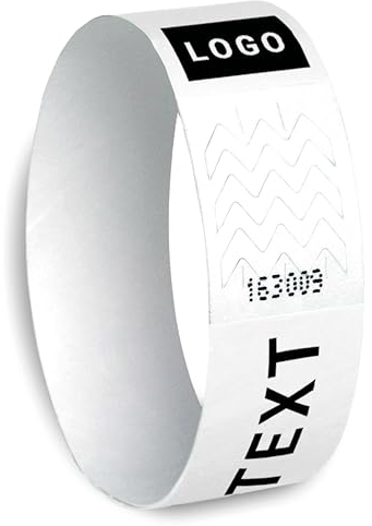 Eintrittsbänder personalisiert, Tyvek 19 mm, s/w bedruckt, für Festivals, Events, Kontrolle, Partys (weiß, 30)