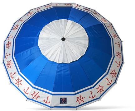 Atosa Strandschirm aus Aluminium, Modell Anker und Steuerrad mit upf 50+, blau, blau, 220 cm, Playful