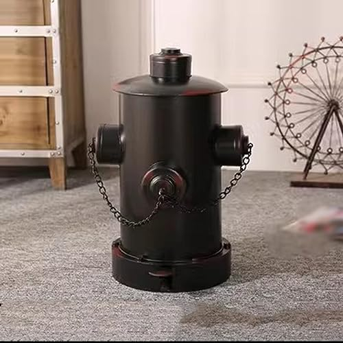 Cubo Basura Bote de basura de estilo industrial de hierro vintage, metal grande con tapa, pedal, tapa abierta, boca de incendios, modelado, artesanía antigua, bote de basura al aire libre, sala de est