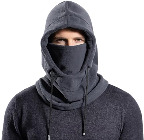 AYPOW Unisex termisk fleece balaklava, vinter multifunktionell vindtät skidmask ansiktsskydd, termisk fleece hatt huva med halsvärmare för män kvinnor, utomhussport löpning skidåkning cykling