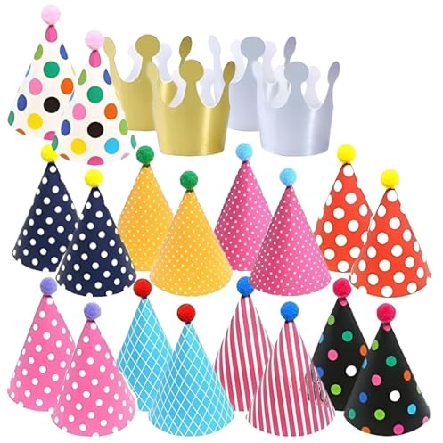 GZGRYTRC 22 Pcs Colorful Triangle Birthday Hats for Parties and Celebrations