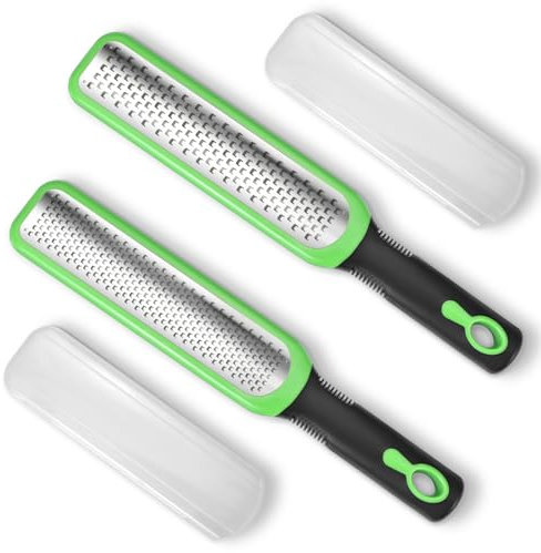 Juego de 2 Ralladores, Rallador de Queso Para Cocina, Rallador de Limón, Rallador de Ajo y Jengibre, Rallador de Alimentos con Mango, Cuchilla Afilada de Acero Inoxidable con Tapa Protectora