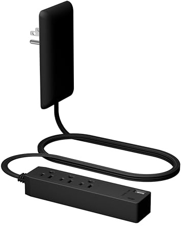 LIDER 12W USB Type-A & C Outlet Extender, 3-Outlet Power Strip, Flat-Face, Slim Design, ETL-Listed, 3ft Cord, Black