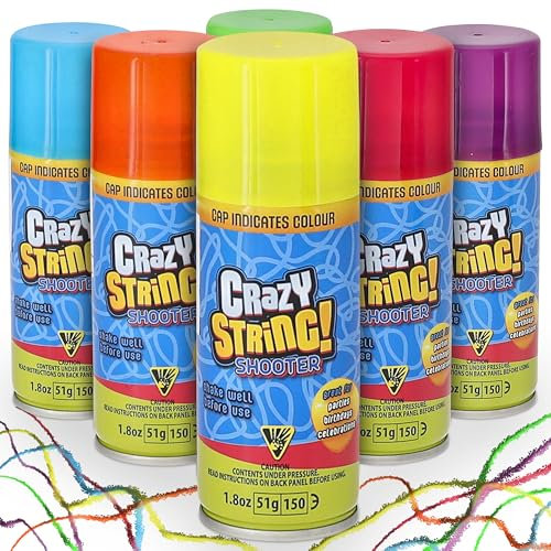 Cepewa Set di 6 spray per stelle filanti, 100 ml, 51 g, rosso, blu, rosa, giallo, verde, lilla, decorazione per feste in schiuma colorata