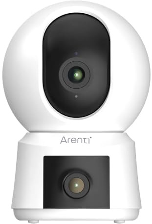ARENTI P3TT – 3 MP övervakningskamera för inomhusbruk med två objektiv, sväng- och lutningsfunktion, 2,4 GHz och 5 GHz dubbelband WLAN, automatisk spårning och brusdetektering