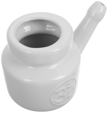 Limpiador Nasal Cerámico 350ml para Lavado de Senos | Jarra Lota Baño Nasal, Uso Yoga y Cambios Estacionales, Blanco Elegante de Cerámica